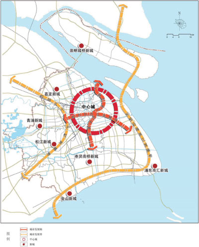 上海市城市化戰略格局示意圖 
